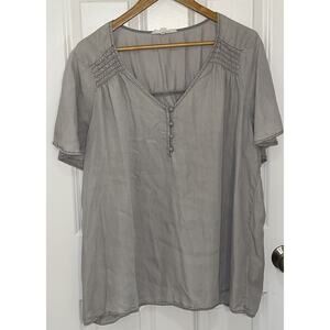 Jane + Delancey Gray Acid 90s Style Peasant‎ Flutter Sleeve Blouse Tunic Size 2X